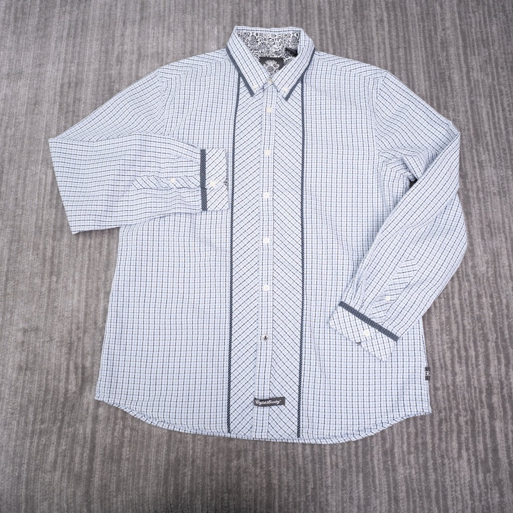 English Laundry Button Down Mens Large Blue Plaid Excellent Blaque Label Shirt